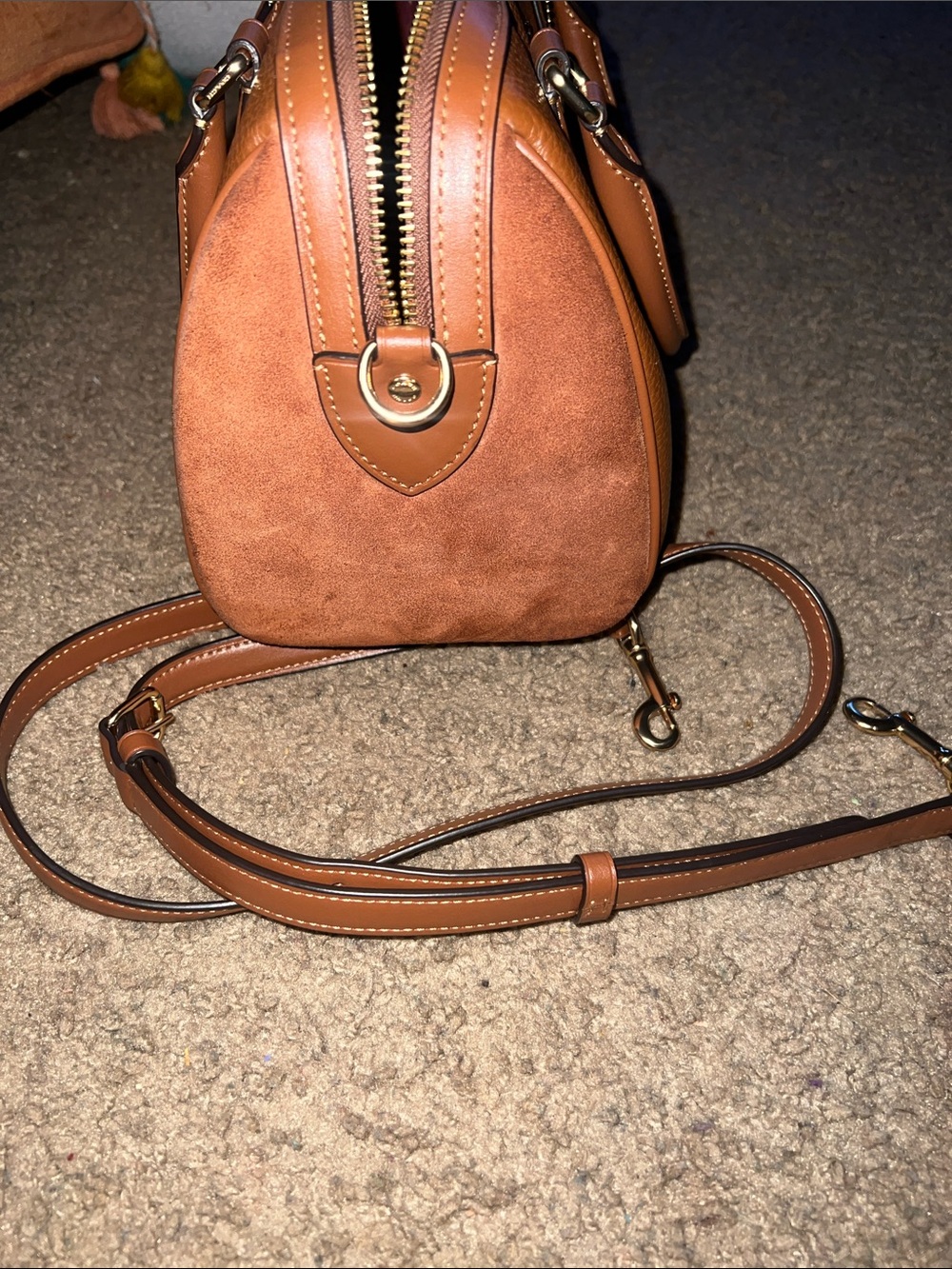 Coach Pebbled Leather Crossbody Satchel in Brown - Picture 3 of 6